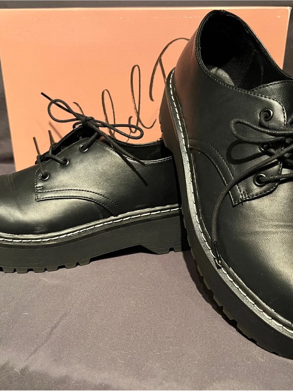 Wild Pair Black Platform Lace-Up Oxfords